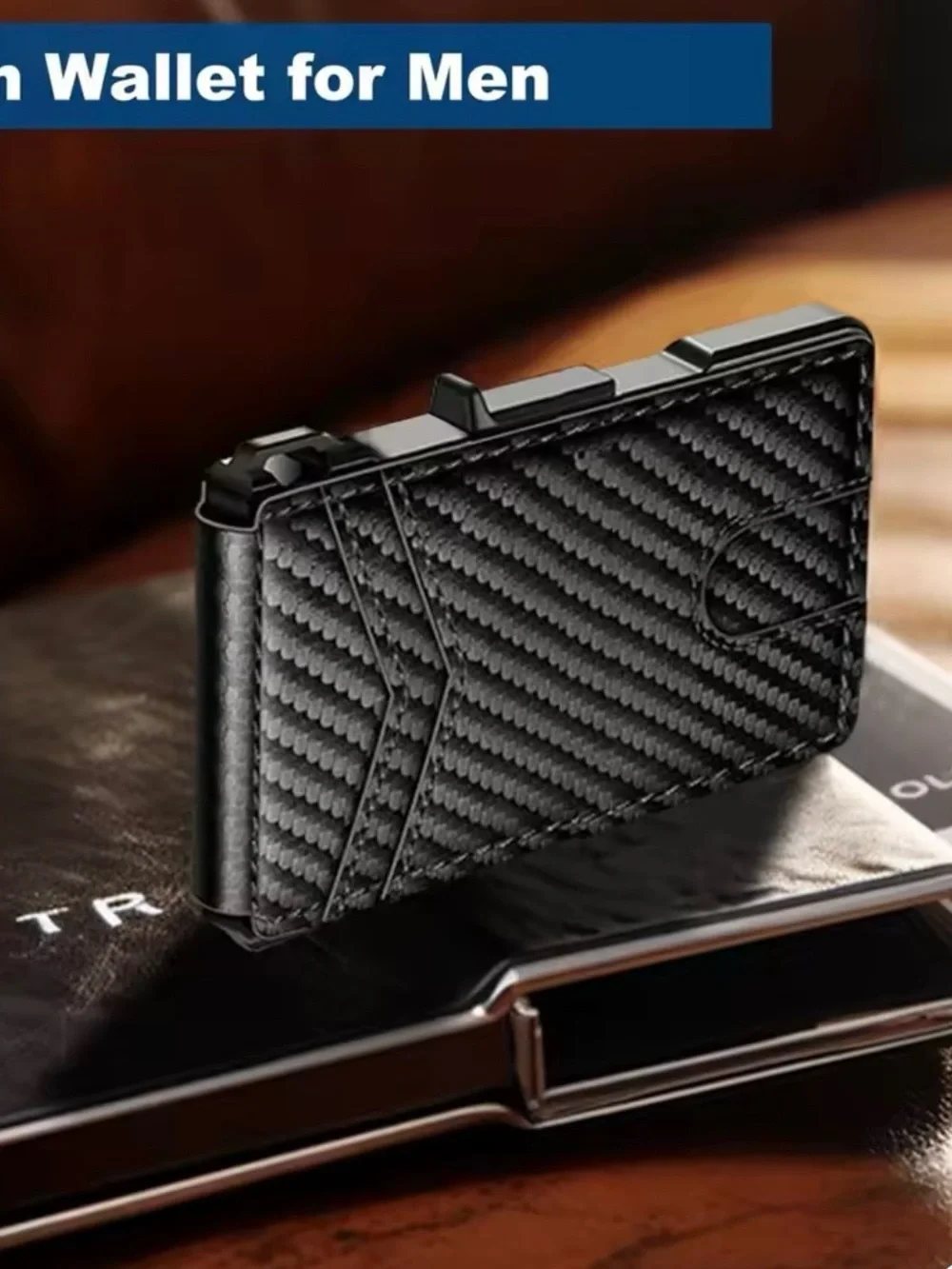 Minimalist Men's RFID-Blocking Leather Card Wallet - Black